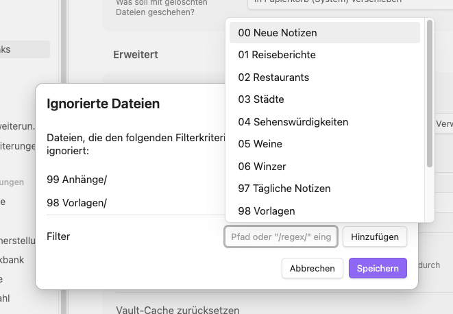 Ignorierte Dateien