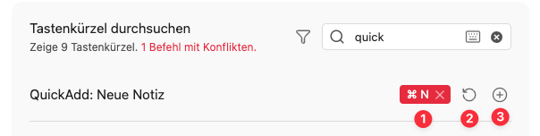 Tastenkürzel Konflikt