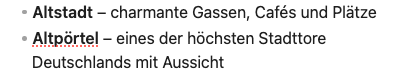 Beispiel für eine Bullet-Liste