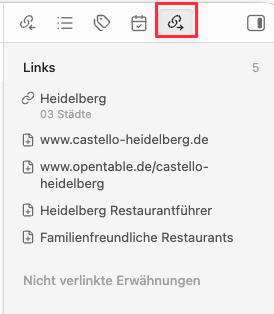 Ausgehende Links - Ansicht