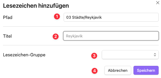 Lesezeichen hinzufügen