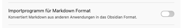 Importprogramm für Markdown Format