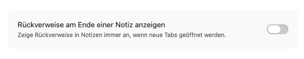 Rückverweise Einstellungen
