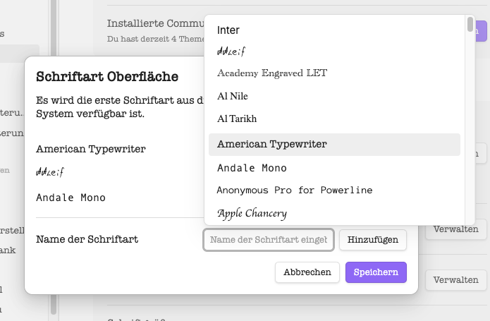 Auswahl Schrift Auswahl Schrift