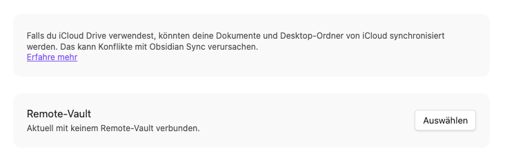 Obsidian Sync Einstellungen