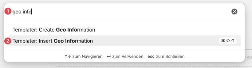 Befehlspalette Geo-Information