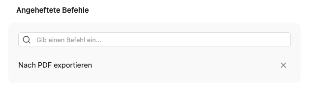 Befehlspalette Einstellungen