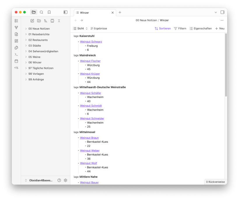 Gruppierte Liste mit Indent