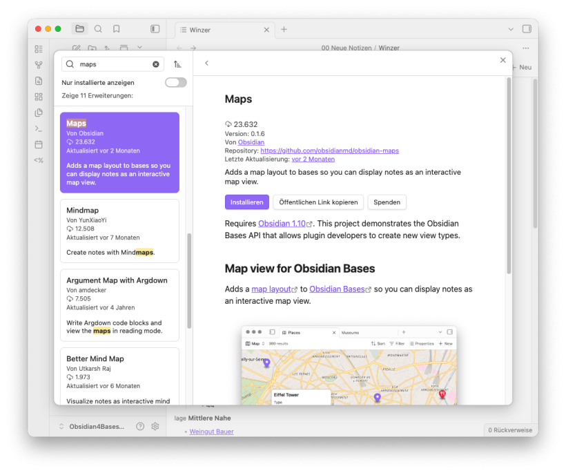 Obsidian Maps Katalog Ansichr