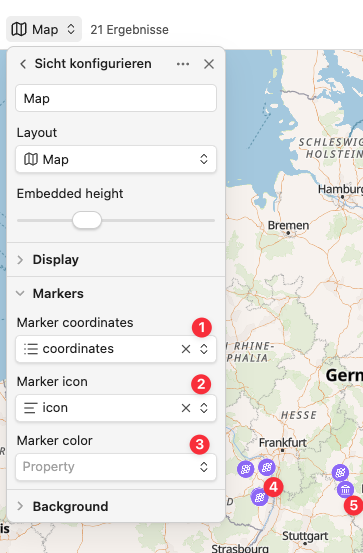 Maps Marker Einstellungen