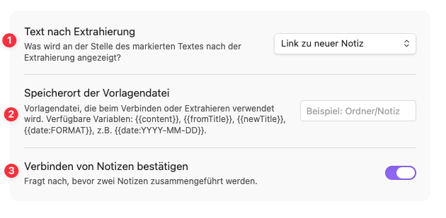 Notizen Werkbank Einstellungen