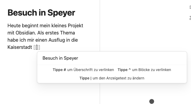 Auswahldialog für Links