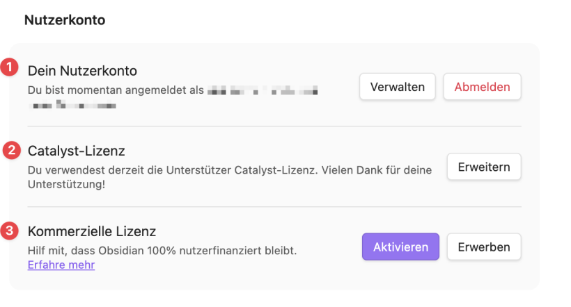Einstellungsdialog Nutzerkonto