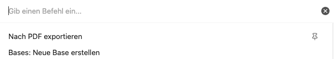 Befehlspalette gepinnte Befehle