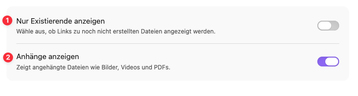 Schnellauswahl Einstellungen