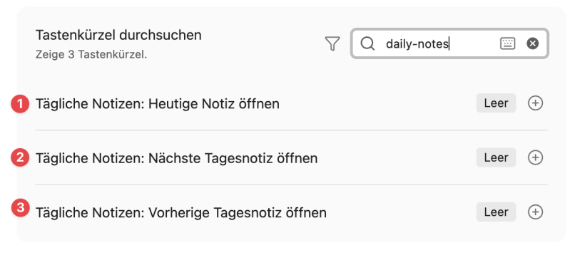 Tägliche Notiz Befehle