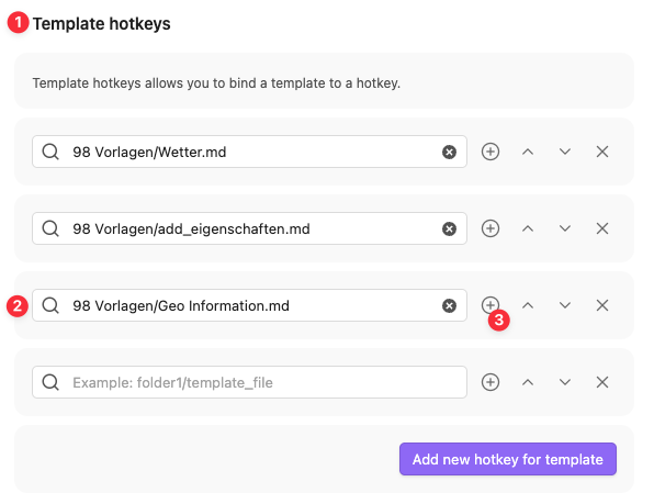 Templater Einstellung für Geo Information Script