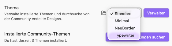 Auswahl eines Themes