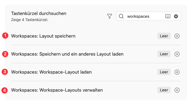 Workspaces Befehle
